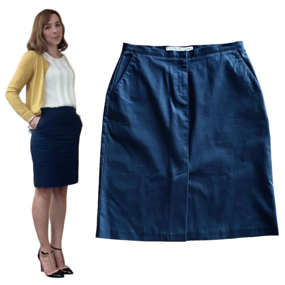 Vintage Tommy Hilfiger Pencil Skirt 2001 Excellent Condition Navy Blue
